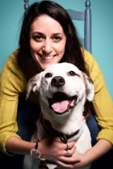 Author Amanda Davis posing with her dog